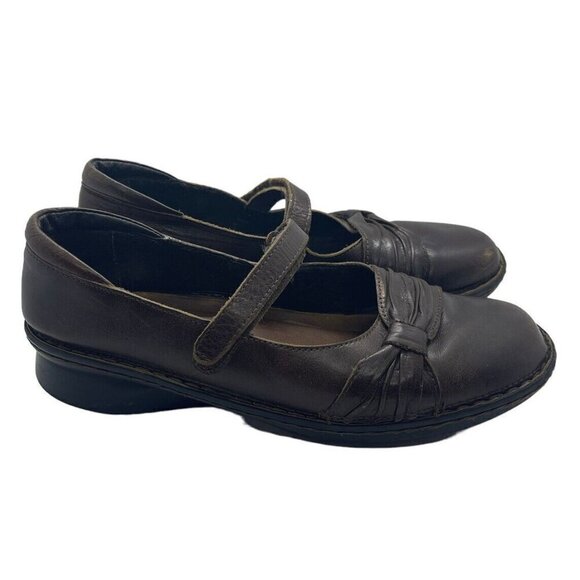 Naot Tone Women's Shoes Sz US 9 EUR 40 Brown Mary Jane Flat Leather Gathered Bow - Picture 1 of 11
